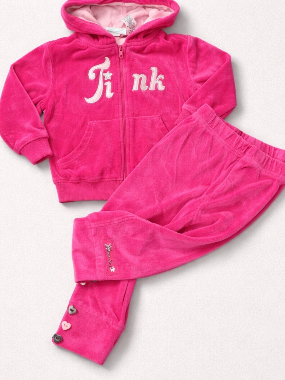 Vintage style Y2K Disney Tinker Belle Vibrant Pink Hoodie and Pants Set